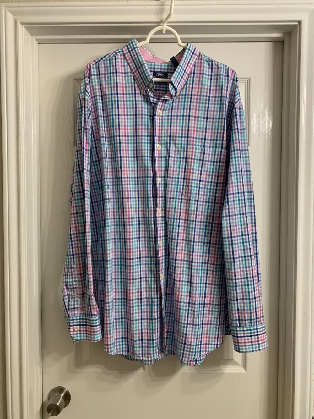 Izod Men's Multi-Color Checkered Print Shirt, Size 2XLT